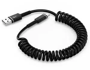 USB C Coiled Cable Fast Charging for iPhone 16e/16Pro Max/16/15 Pro Max/15Pro/15 4FT Coiled USB A to Type C Charge Cord for Car Retractable Android Auto USB Type C Charging Cable for Pixel
