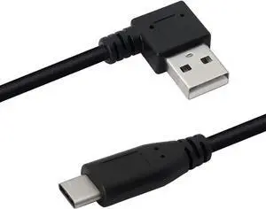 JAENFONG 90 Degree USB Adapter Cable Right Angle USB 2.0 (Type-A) Male to USB 2.0 (Type-C) Male Fast Charge and Data Sync Cable 25cm