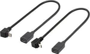 JAENFONG (2-Pack)Micro USB to Type-C Extender Cable USB 3.1 Type-C Female to 90 Degree Up & Angled Down Micro USB Male Extension Cable Data Sync and Charging Cable for & Tablet & Mobile Phone (30CM)