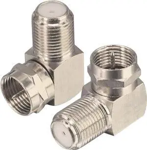 JAENFONG Onelinkmore Coaxial Cable Right Angle Connector F Type Female to Male Adapter Right Angle Coax Connector F Male to Female RG6 Adapter for Coax Cable and Wall Plates 90 Degree Pack of 2