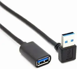 JAENFONG 90 Degree USB 3.0 Extension Cable Black USB 3.0 Male to Female Extender Cord 30cm (Down Angle)