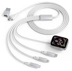 4 in 2 USB C Multi Charging Cable for Watch Charger-Portable Magnetic Fast Charging Cord MFi Certified & Data Sync Travel Charger for iWatch Ultra/SE2/10/9/8/7/6/5/4/3/2/1/SE iPhone 16 15 14-6FT