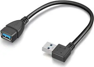 JAENFONG 2 Pack SuperSpeed USB 3.0 Angle Male to Female Extension Cable Convertor Adapter Extender Cord Left and Right Angle one Each - 6 inch 2 Pack