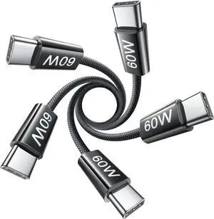 USB C Cable 5-Pack [3.3FT] USBC to USBC Cable for iPhone 16e 15 Pro Max Charger Cord 60W (3.1A) C to C Cable Fast Charging for S25/S24/23 Switch 2 iPad MacBook Black
