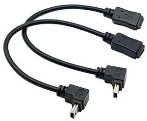 JAENFONG 2pcs 90 Degree Up & Down Direction Angled Mini USB 5 Pin Male to Female Extension Cable 0.2m