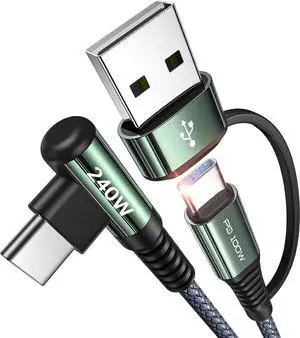 JAENFONG 240W Long USB C Cable 10 ft USB C Cable Fast Charging Type C Charger Right Angle Fit iPhone 16 15 Pro MacBook Max iPad 25 10FT Grey