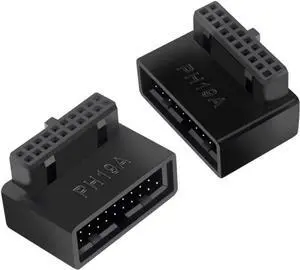JAENFONG chenyang 2 Pack USB 3.0 Front Panel Header 19/20Pin Male to Female 90 Degree Angled Mainboard Header Gender Changer Connector Adapter Overmold Type