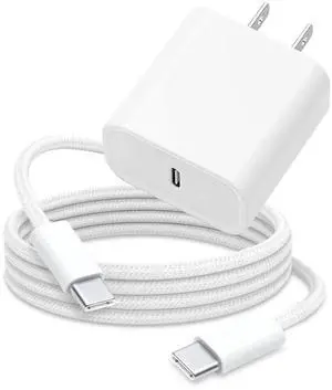 6FT 20W Fast Charger Adapter for AirPods 4 Gen 4 Generation 2 2nd AirPod Max 2024 iPhone 16e 16 15 iPad Air Pro 13/12.9 10th 5/4 USB Type C Woven Cable Charging Heads and More