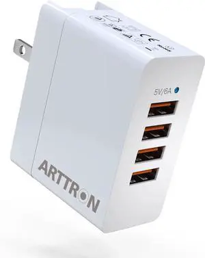 USB Wall Charger Adapter Arttron 30W 4-Port Foldable Wall Plug Multiport Charger for iPhone iPad Tablets Smartphones Home Office Use USB Wall Charger Adapter Arttron 30W 4-Port Foldable Wall Plug Multiport Charger for iPhone iPad Tablets Smartphones Home Office Use