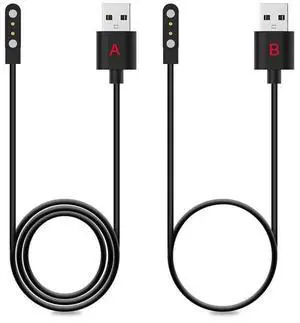 2 Pin Chargers for Da Fit Smart Watch Charger 2-Pack [[Model A + Model B Only One fit] 4mm Magnetic USB Charging Cable for Smart Watches with The Da Fit app (Pin spacing 4mm)