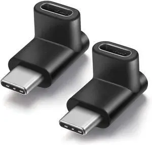JAENFONG Right Angle Type C USB 3.1 Adapter Extension 90 Degree Male to Female Right & Left Angled Extension (2 Pack)