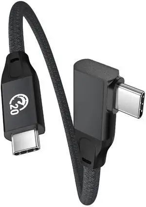 JAENFONG USB C 90 Degree Cable 0.5ft 6 inch Short USBC to USBC 3.2 Gen2 20Gbps Cable Right Angle 4K Video 100W Charging Type C Charger Cord for iPhone 16 15 Pro Max iPad MacBook Galaxy S25 Ultra