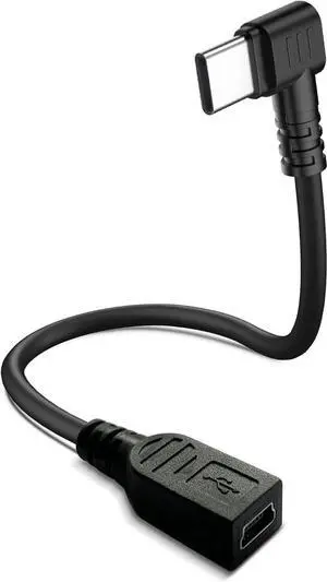 JAENFONG Mini USB Female to USB Type C Male Cable 90 Degree USB-C Male to Mini USB Female Adapter Converter for Mini Dash Cam Hardwire Kit and More Mini USB Devices(Only for Charging)