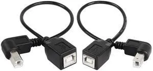 JAENFONG USB 2.0 Type-B Printer Cable 2-Pack USB 2.0 B Female to Type-B Male (90 Degree UP + Down Right Angle) Printer Short Extension Cable for Mobile HDD and More (UP-Down)
