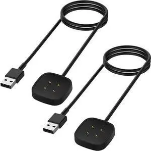 Charger for Fitbit Versa 4/Versa 3/Sense 2/Sense Replacement Charging Cable Cord Magnetic Dock Stand for Fitbit Sense 1/2 Versa 3/4 Smartwatch [2Pack 1m/3.3ft]