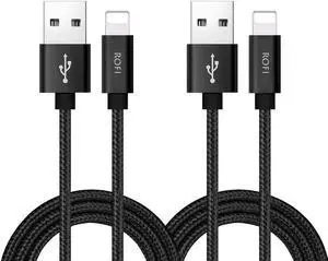 Compatible Phone Cable [2Pack] 4FT Nylon Braided Fast Charging USB Cord Replcement for Phone X 8 8 Plus 7 7 Plus 6s 6s Plus 6 6 Plus 5 5S 5C SE Pad Air Mini and More (2 Pack Black 4 FT)