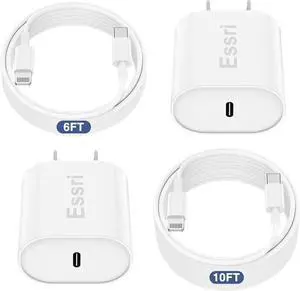 Fast Charger for iPhone 14 13 12 Charge Fast Charging 2Pack 6FT+10FT USB C to L Cable with 20W USB C for i Phone Charger Block Compatible with iPhone 14 13 12 Pro/14 Plus/13 Pro Max - White