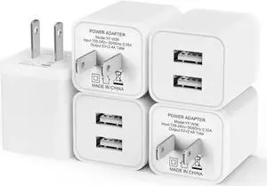 5Pack USB Wall Charger 2.4A Dual USB Port Cube Power Plug Adapter Fast Phone Charger Block Charging Box Brick for iPhone 15/15 Pro/15 Pro Max/14 Galaxy Pixel LG Android-White