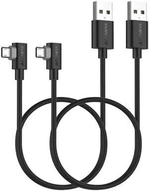 JAENFONG Right Angle Micro USB Cable 1.5FT [2 Pack] 18W Short 90 Degree Micro USB Cable Fast Charging USB 2.0 Data Sync Compatible for Galaxy S7 Edge S6 S5 Moto E6 5 4 LG-Black