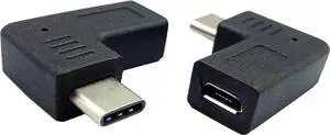 JAENFONG USB-C to Micro USB Adapter Right & Left Angle USB Type C Male to Micro USB Female Data Sync and Charging Converter Adapter for Phones Computers Tablets(90 Degree Type C) 2 Packs