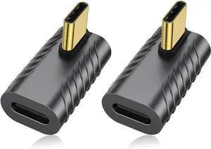 JAENFONG 240W USB C 90 Degree Adapter (2 Pack) 40Gbps USB C Right Angle Connector Extender for MacBook iMac iPad Pro Tablet Phones and Other Type C Devices
