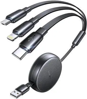 Multi Charging Cable 3 in 1 Charging Cable Retractable Car Charger with Type C/L/Micro USB Ports for iPhone 16 15 14 Pro Max/ Galaxy S25/PS/Kindle Air 17 Multi Chargers for All Devices