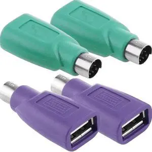 JAENFONG PS/2 to USB A Adapter Male to Female Keyboard Adapter PS-2 Jack to USB A Plug for Mouse and Keyboard Replacement PS/2 Keyboards Adapters 4 PCS