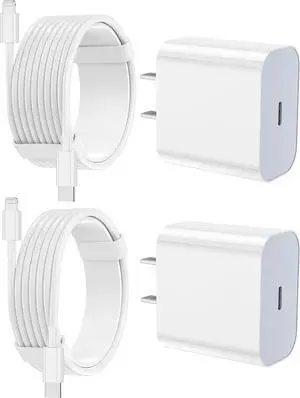 iPhone Charger Fast Charging 2 Pack Type C Wall Charger Block with 2 Pack [6FT&10FT] Long USB C to Lightning Cable for iPhone 14/13/12/12 Pro Max/11/Xs Max/XR/X