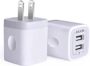 USB Wall Charger Charger Adapter 2-Pack 2.1A Dual Port Quick Plug Cube for iPhone 15 14 13 12 11 Pro Max 10 SE X XS Plus Galaxy S23 S22 S21 Power Block Fast Charging Box Brick