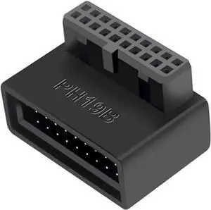 JAENFONG USB 3.0 90 Degree Motherboard Adapter 19 Pin/20 Pin Male to Female Extension Adapter L Turn Right Angle Socket for Desktop Motherboard (Down Angle PH19B)