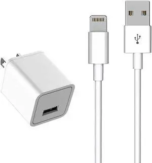 i Phone Charger [MFi Certified] Travel Home Wall Charger and a Charging Cable Compatible with i Phone 14 13 12 11 i Phone SE X 8 7 6 5 i pad Mini pod Touch and i pods (5 Feet)