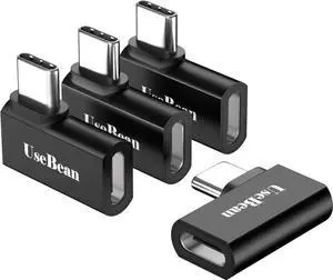 JAENFONG USB-C 90 Degree Adapter 4Pack USB C Right Angle Adapter 100W 20Gbps 4K Video USBC Male to Female USBC L Shape Extender for iPhone 16 MacBook ROG Ally Steam Deck Switch Galaxy S25