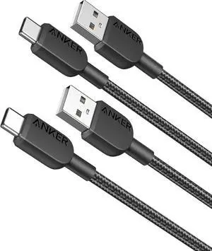 JAENFONG USB A to USB C Cable Charger Cord (2 Pack 3FT) for Galaxy Note 10/S10+ S10 LG V30 (Black)