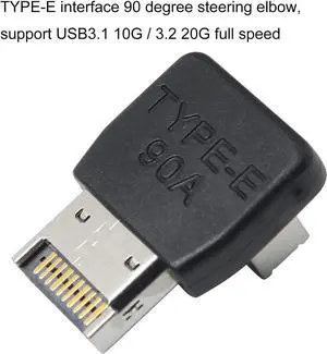 JAENFONG Right Angle USB Type E Adapter USB3.1 Type E Header Converter 90 Degree Steering Elbow for Computer Motherboard (PH74A)