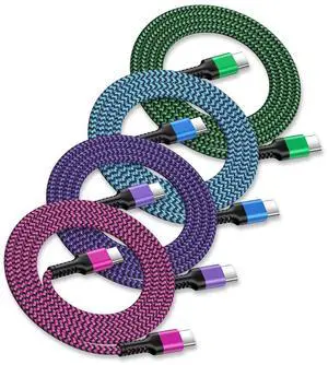4 Pack/6FT Android Charger Fast Charging Android Charging Cable for iPhone 16e/16 Pro/16 Pro Max/16 Plus/15 Pro Max/15Pro/15 Plus C to C Cord Auto Car Charger Galaxy S25 Ultra S24 Plus A15 A16 A17