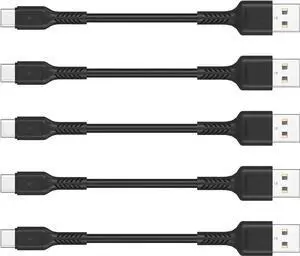 4 Inches USB C Cord Short 5 Pack Durable USB A to USB Type C Fast Charging Cable for Charging Stations Compatible with Galaxy Note 10 20 S10 S22 Ultra LG V30 V40