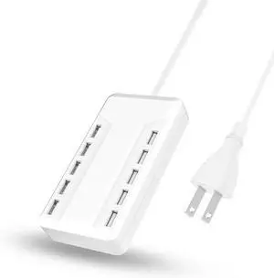 USB Charging Station10-Port Charger Station Hub USB Wall Charger has Fast Charging auto-Detection Technology Safety Guarantee for Cell Phones Tablets laptops and Other Electronic Products