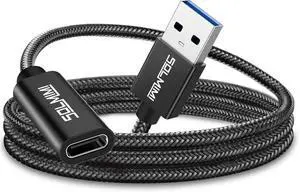 JAENFONG USB C Female to USB Male Adapter 4FT(1.2M) Upgraded Type C to USB 3.0 Male Adapter with 5Gbps High-Speed Data Transmission for Laptop Charger Power Bank U Disk(Net Cord Length 3.7ft)