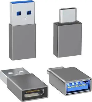 JAENFONG 4-Pack USB C to USB Adapters with 2 Type C Female to A Male Converters & 2 USB C Male to USB Female Connectors Compatible with Watch iPhone 15 Pro Max 14 13 12 AirPods Ultra 8 9 - Gray