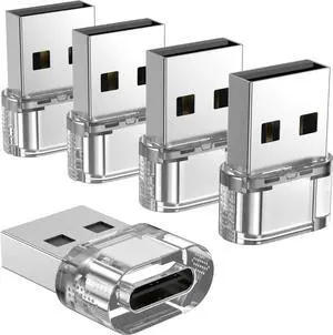 JAENFONG USB to USB C Adapter 5 Pack USB C Female to A Male Charger Converter Compatible with Watch Ultra iWatch iPhone 16/15/ Pro Max Plus iPad Galaxy S23 Car Laptop Charger Quest Link etc.