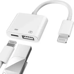 Certified Lightning Male to USB Female Adapter OTG and Charger Cable for iPhone 11 12 Mini max pro xs xr x se 7 8plus Ipad air A Camera Memory Stick Flash Drive Cord Converter Charging Splitter