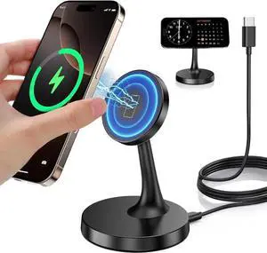 Magnetic Wireless Charger iPhone Stand 15W Fast Mag-Safe Charger for iPhone 16/16 Pro/16 Plus/16 Pro Max/15/14/13/12 Series Magnet Wireless Charging Station/Pad for AirPods