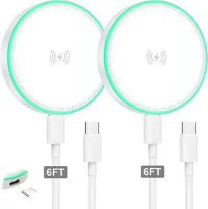 MagSafe Charger 2Pack 15W Magnetic Wireless Charger Fast Charging Pad with 6FT USB C to USB C Cable Compatible with iPhone 16/15/14/13/12 Series & AirPods 3/2/Pro | Strong Magnet Technology