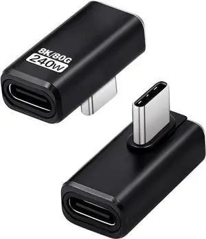 JAENFONG 90 Degree USB C Extender Adapter [240W 80Gbps 8K@60Hz] USB C Right Angle Adapter Type C Extender for Thunderbolt 5/4 MacBook Switch iPhone 16/15 2 Pack