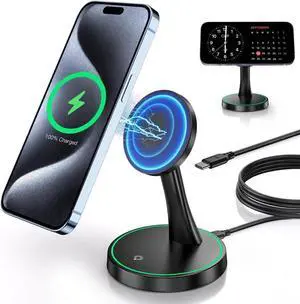 Magnetic Wireless Charger Stand 15W Fast Mag-Safe Charger for iPhone 16/16 Pro/16 Plus/16 Pro Max/15/14/13/12 Series Magnet Wireless Charging Station/Pad with Sleep-Friendly Light for AirPods Magnetic Wireless Charger Stand 15W Fast Mag-Safe Charger for iPhone 16/16 Pro/16 Plus/16 Pro Max/15/14/13/12 Series Magnet Wireless Charging Station/Pad with Sleep-Friendly Light for AirPods