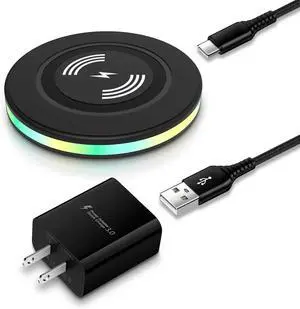 Android Wireless Charger Fast Charging Pad for Galaxy S25 Ultra S25+ S25 S24 FE S24 Ultra S24+ S24 S23 S22 S21 S20 FE Pixel Wireless Charger Phone Charger Station for Google Pixel 9 8a 7 Pro