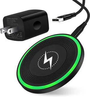 Wireless Charger Android Phone Fast Charging Pad for Pixel 9 Pro xl/9A/9/8A/7A/8 Pro/7/7 Pro 15W Wireless Charger Station with QC 3.0 Charger for Galaxy S25 Ultra/S24 Ultra/S23/S22/S21/S20/S10
