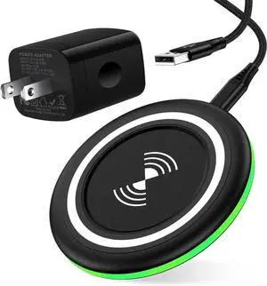Wireless Phone Charger Fast Charging Pad for Galaxy S25 Ultra/S24 FE/S23/S22/S21/S20 Plus/Pixel 9a/9 Pro/9/8a/8/8 Pro/7a/7 Pro/7/6 Pro/15W Wireless Charger Station with QC 3.0 Adapter
