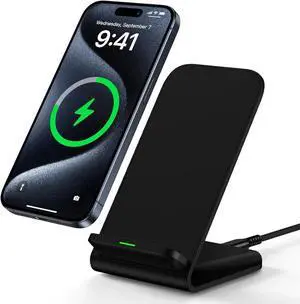 Wireless Charger Fast Charging Stand Wireless Android Desk Phone Charger Stand for Galaxy S25 S24 Ultra S24+ S24 S23 FE S22 S21 S20 S10 S9 S8 iPhone 15 Pro Max Plus 14 13 12 Pixel 8 7