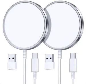 2 Pack Magnetic Wireless Charger for iPhone 16 Pro Max/16 Pro/16 Plus/16/15/15 Pro/15 Plus/15 Pro Max 15W Fast Mag Safe Charger Pad for iPhone 16/15/14/13/12 Series and AirPods 3/2/Pro 2/Pro